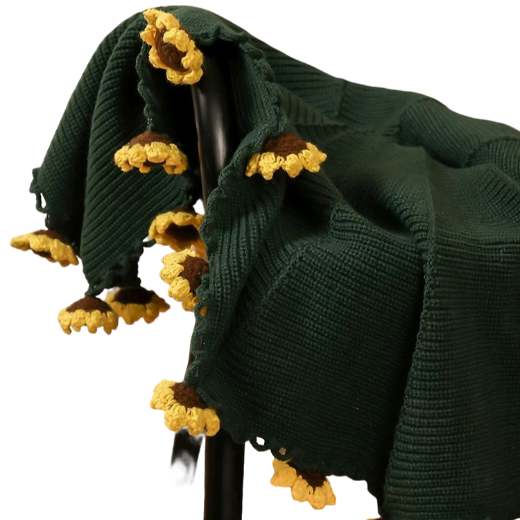 Handmade Crocheted Bouquet Blanket Finished Product – Sunflower