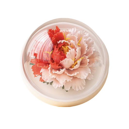 Intangible Cultural Heritage Hand-Sculpted Ceramic Flower Flameless Incense Diffuser, Two-Tone Peony Flower Ornament in Gift Box