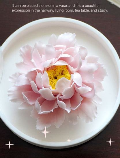 Intangible Cultural Heritage Purely Handmade Ceramic Flower with a White Base and Premium Texture