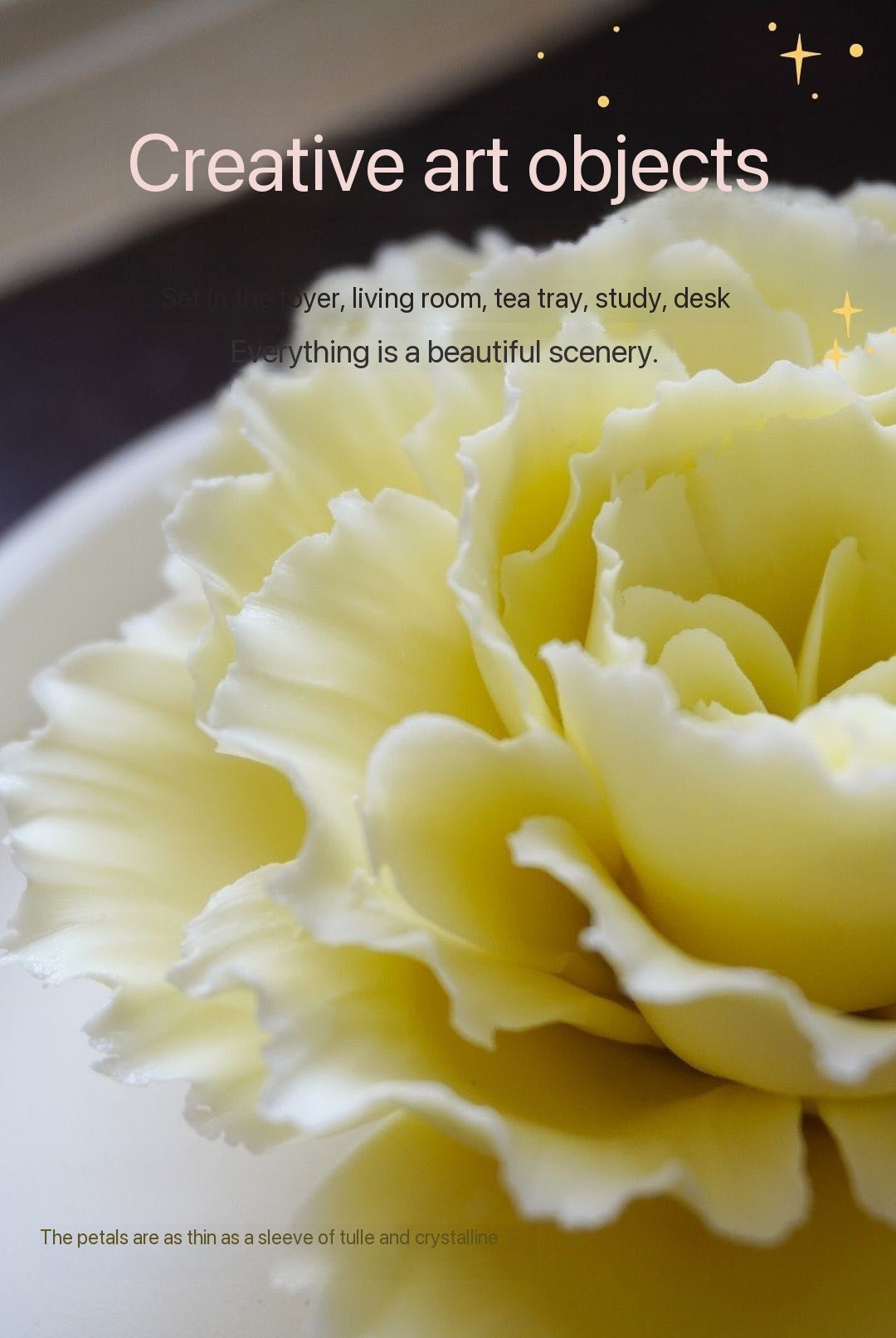 Intangible Cultural Heritage Purely Handmade Ceramic Flower with a White Base and Premium Texture