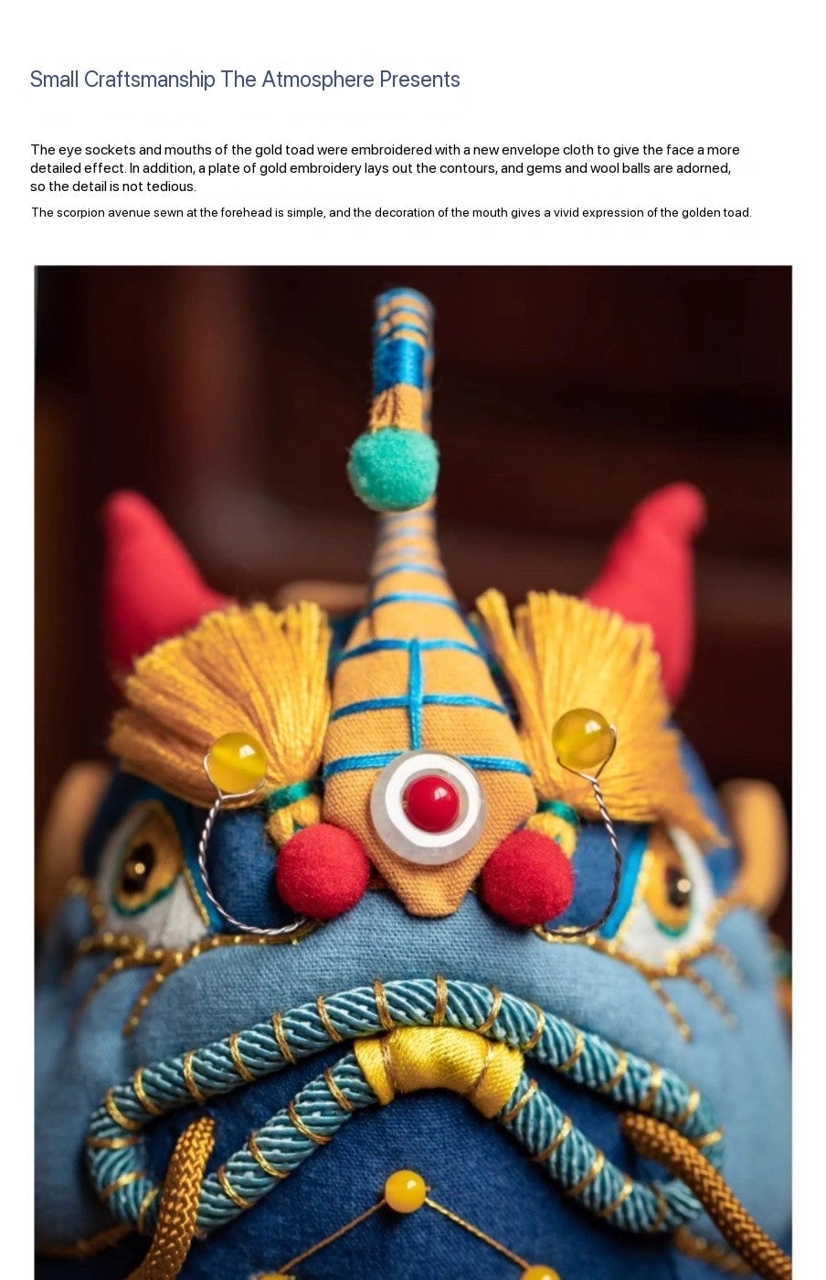 Chinese Intangible Cultural Heritage Five Poisons Golden Toad Fragrance Sachet Embroidery