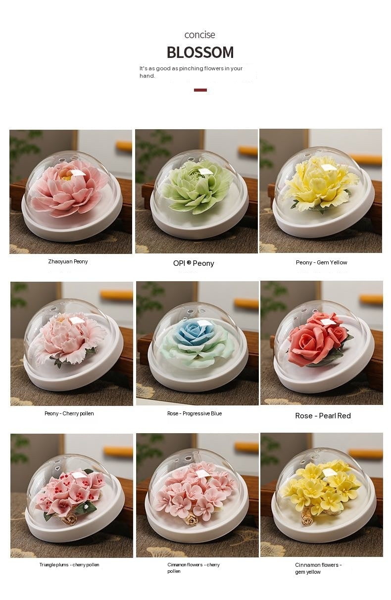 Chinese Intangible Cultural Heritage Hand-Sculpted Ceramic Floral Aroma Diffuser Gift Box
