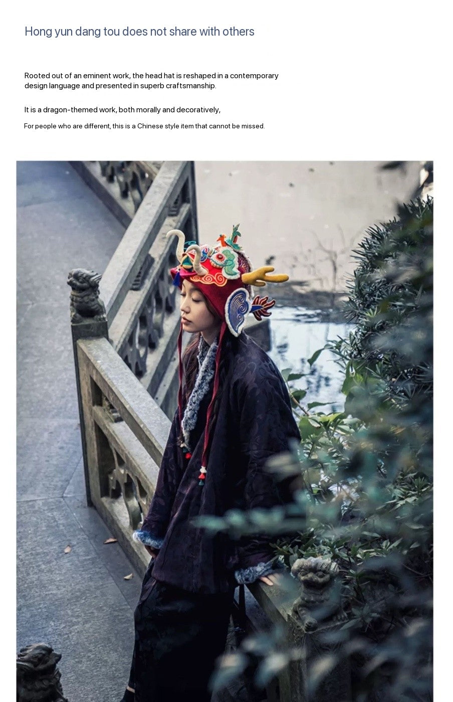 High-End Handcrafted Embroidered Dragon Head Hat-Same design as the British Museum's