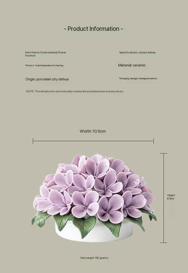 Chinese Intangible Cultural Heritage Ceramic Hydrangea Incense Holder Handmade Ceramic Floral Incense Stick Base