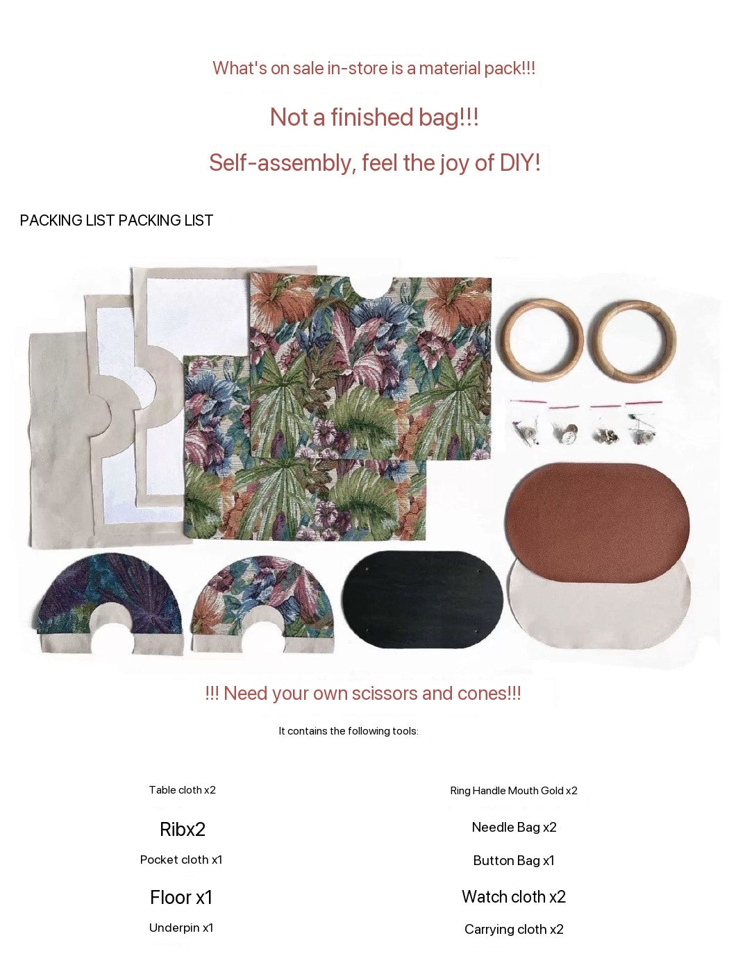 Handmade DIY Sewn Song Brocade Bag Materials