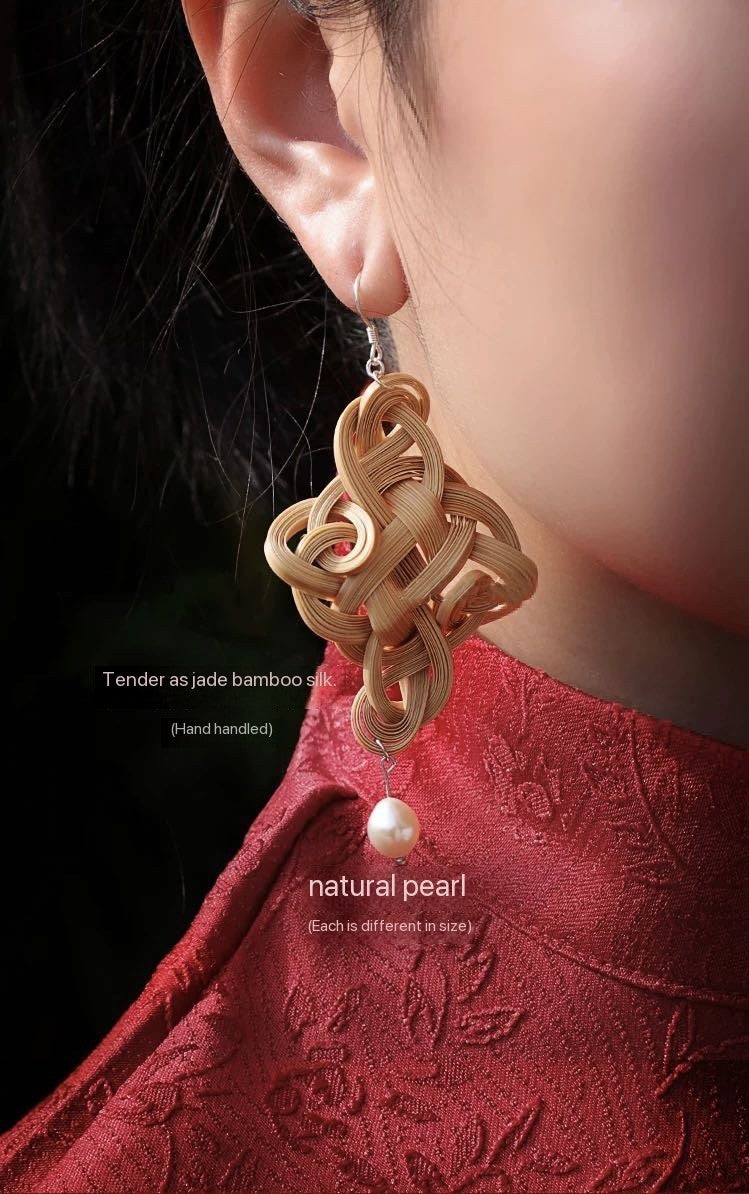 Intangible Heritage Handcrafted Ruyi Pearl Earrings