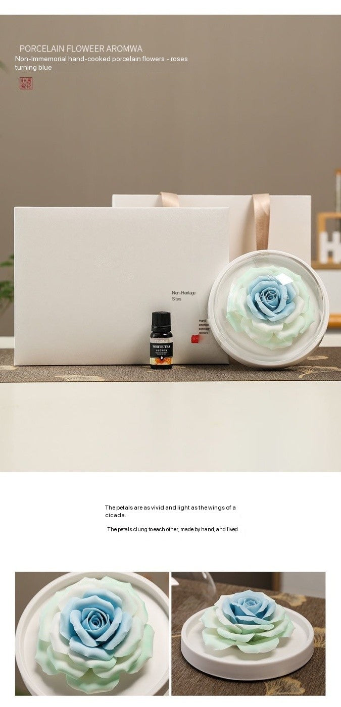 Chinese Intangible Cultural Heritage Hand-Sculpted Ceramic Floral Aroma Diffuser Gift Box