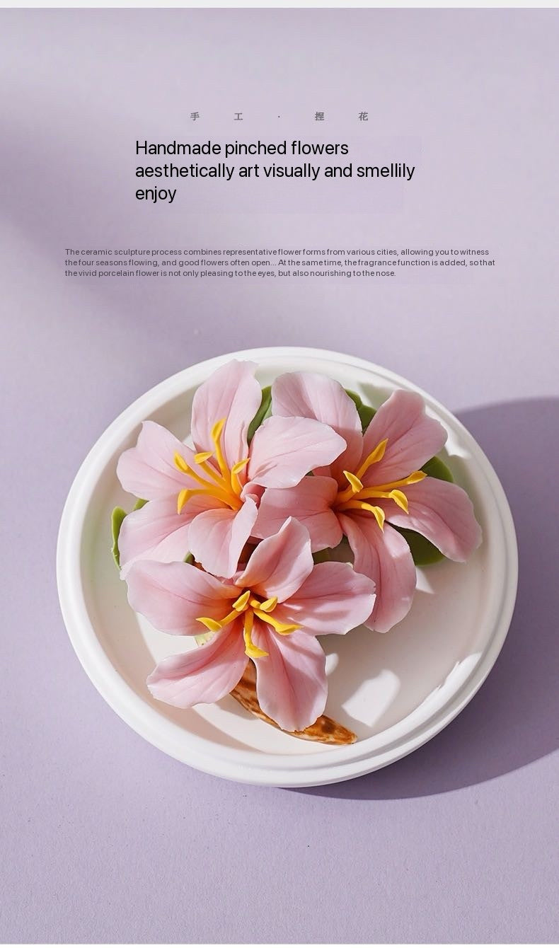 Chinese Intangible Cultural Heritage Handcrafted Ceramic Hand-Molded Flower – Bauhinia Aroma Diffuser