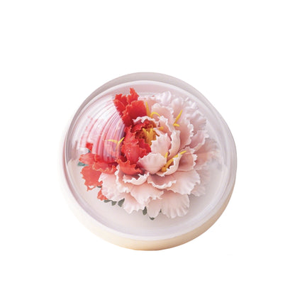 Intangible Cultural Heritage Hand-Sculpted Ceramic Flower Flameless Incense Diffuser, Two-Tone Peony Flower Ornament in Gift Box