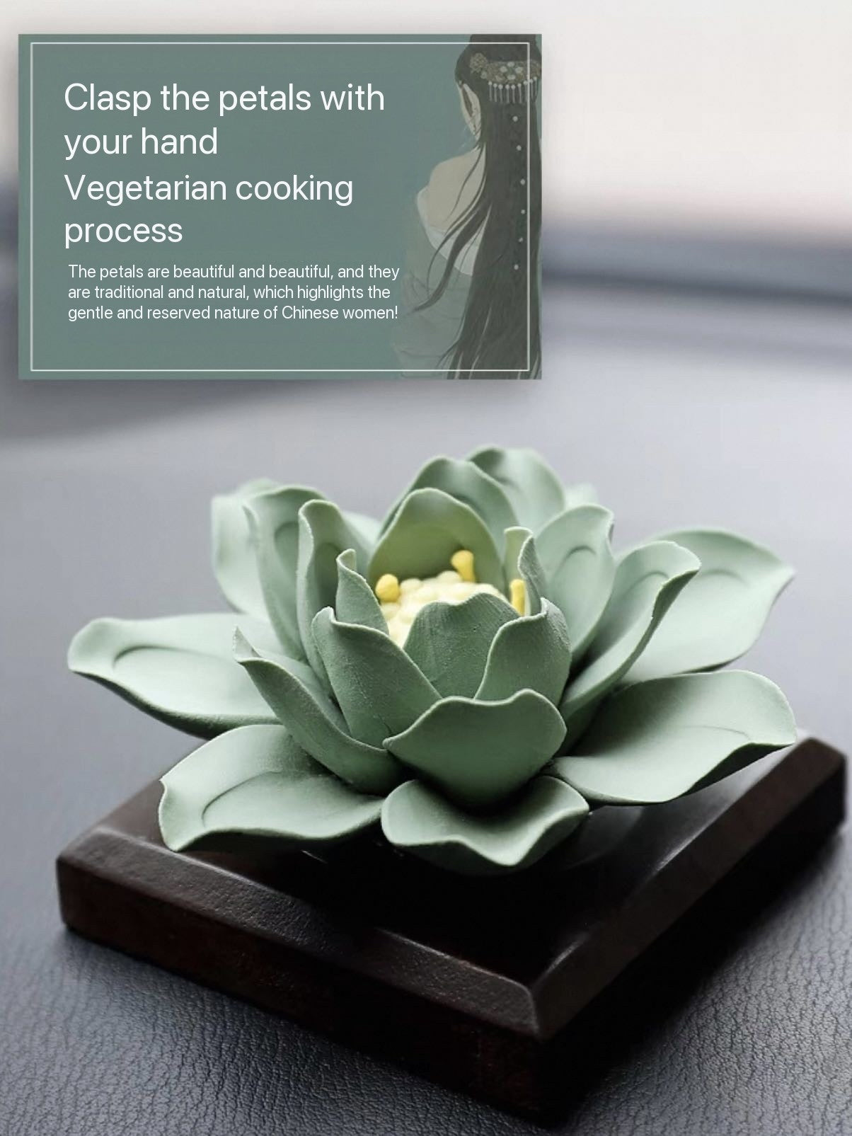 Ceramic handmade green lotus aromatherapy fragrance