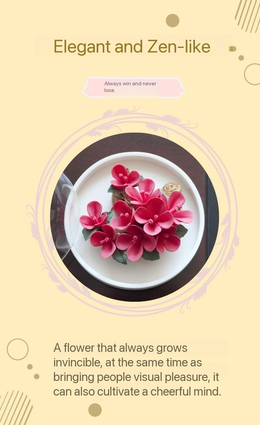 Intangible Cultural Heritage Purely Handmade Ceramic Flower with a White Base and Premium Texture