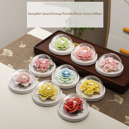 Chinese Intangible Cultural Heritage Hand-Sculpted Ceramic Floral Aroma Diffuser Gift Box