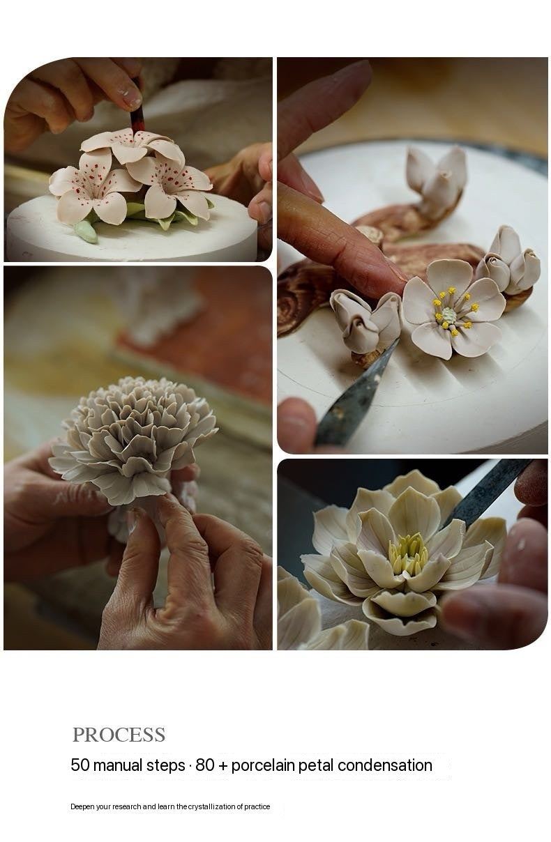 Chinese Intangible Cultural Heritage Handcrafted Ceramic Hand-Molded Flower – Bauhinia Aroma Diffuser