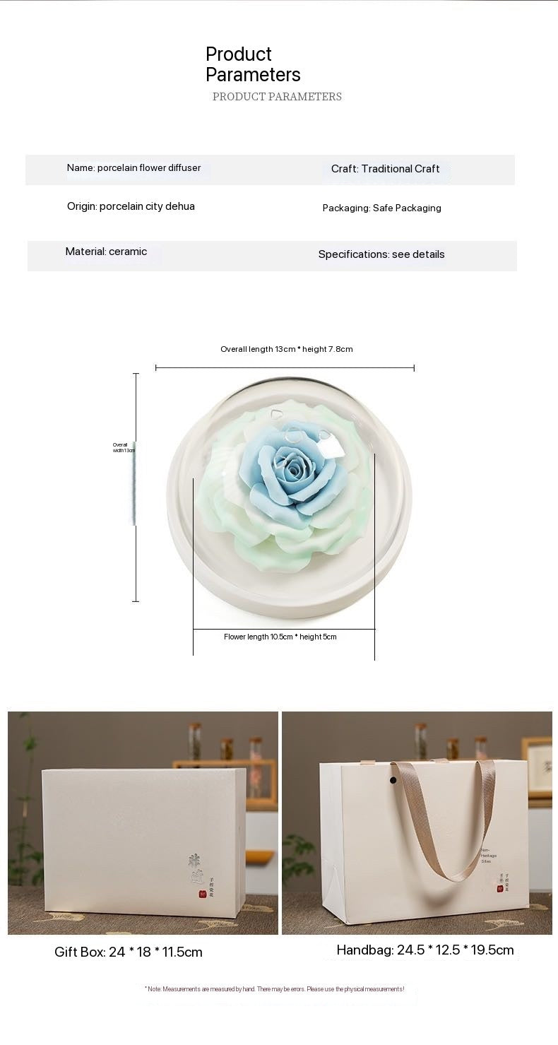 Chinese Intangible Cultural Heritage Hand-Sculpted Ceramic Floral Aroma Diffuser Gift Box