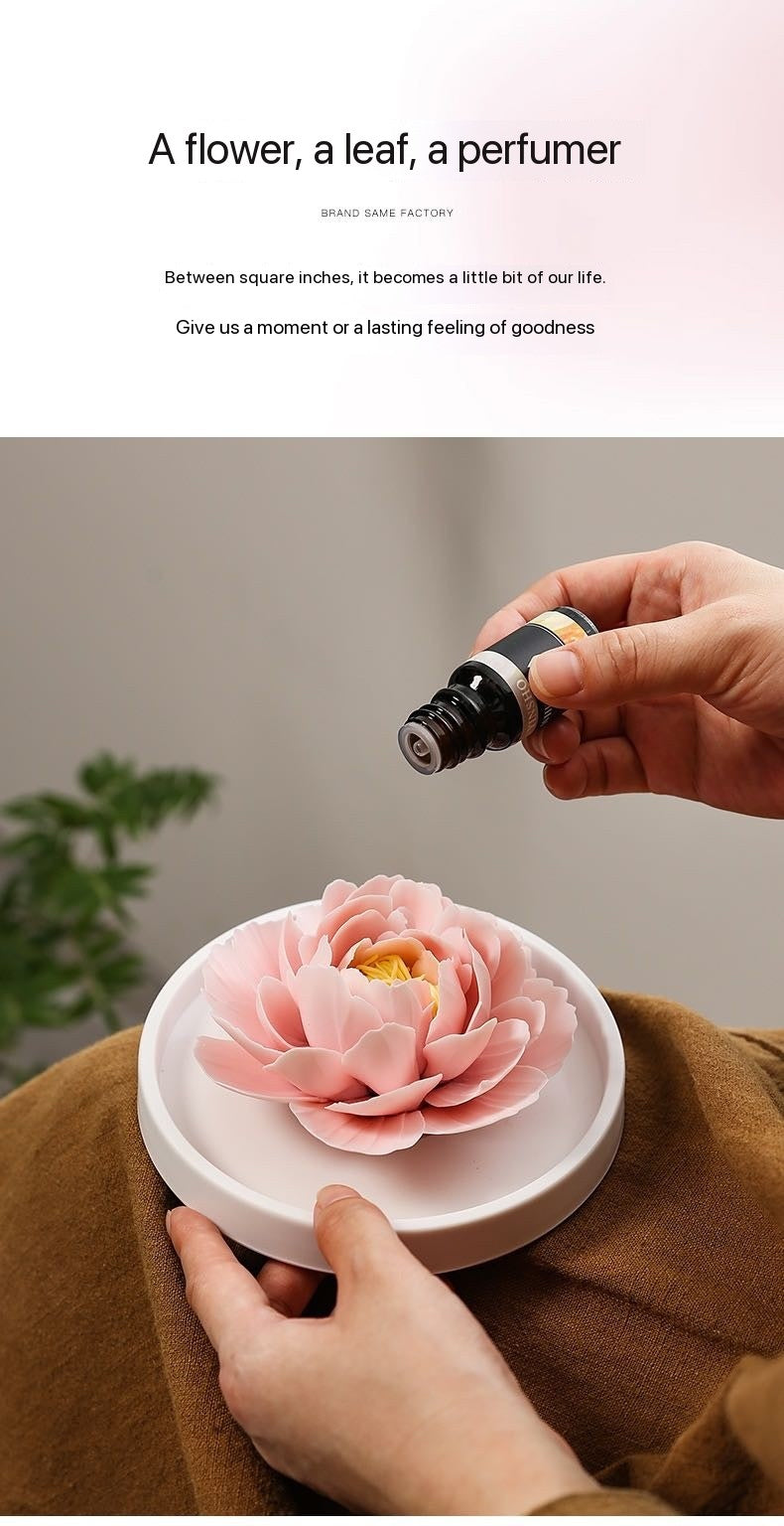 Chinese Intangible Cultural Heritage Hand-Sculpted Ceramic Floral Aroma Diffuser Gift Box