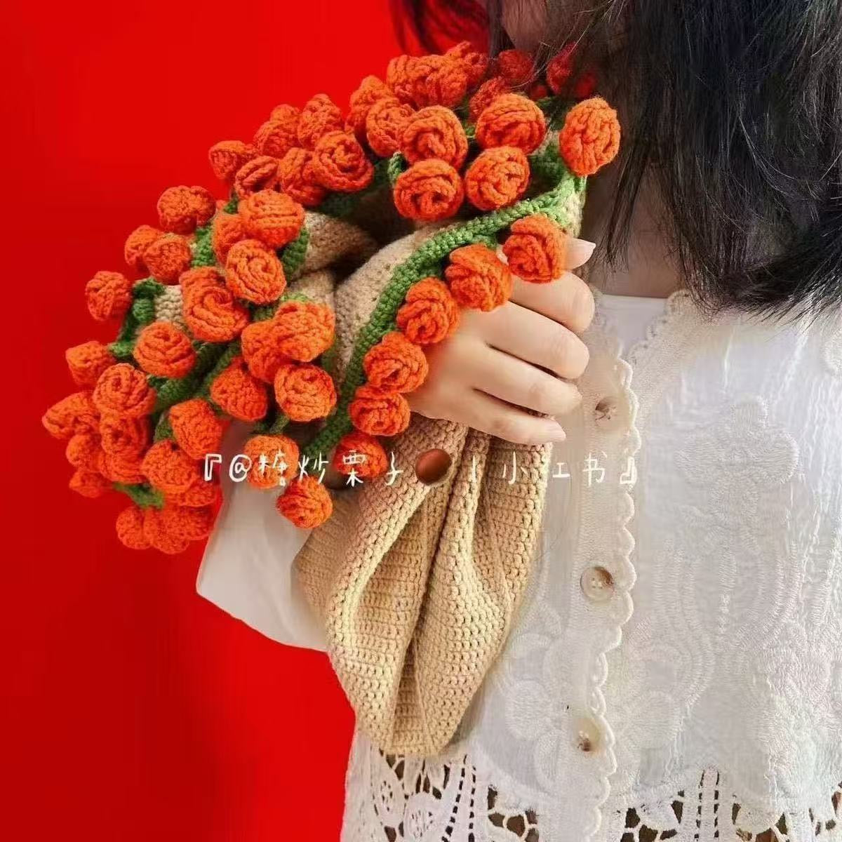 Rose Bouquet Blanket Hand-woven DIY material package