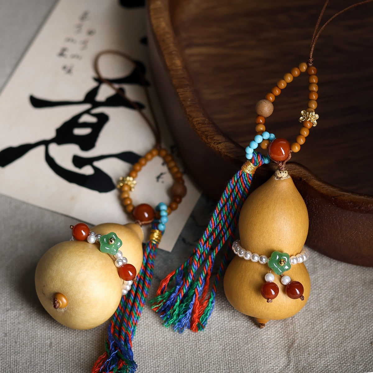Gourd ornament Hand woven real gourd Implies good fortune and prosperity