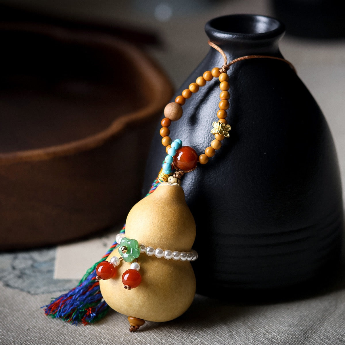 Gourd ornament Hand woven real gourd Implies good fortune and prosperity