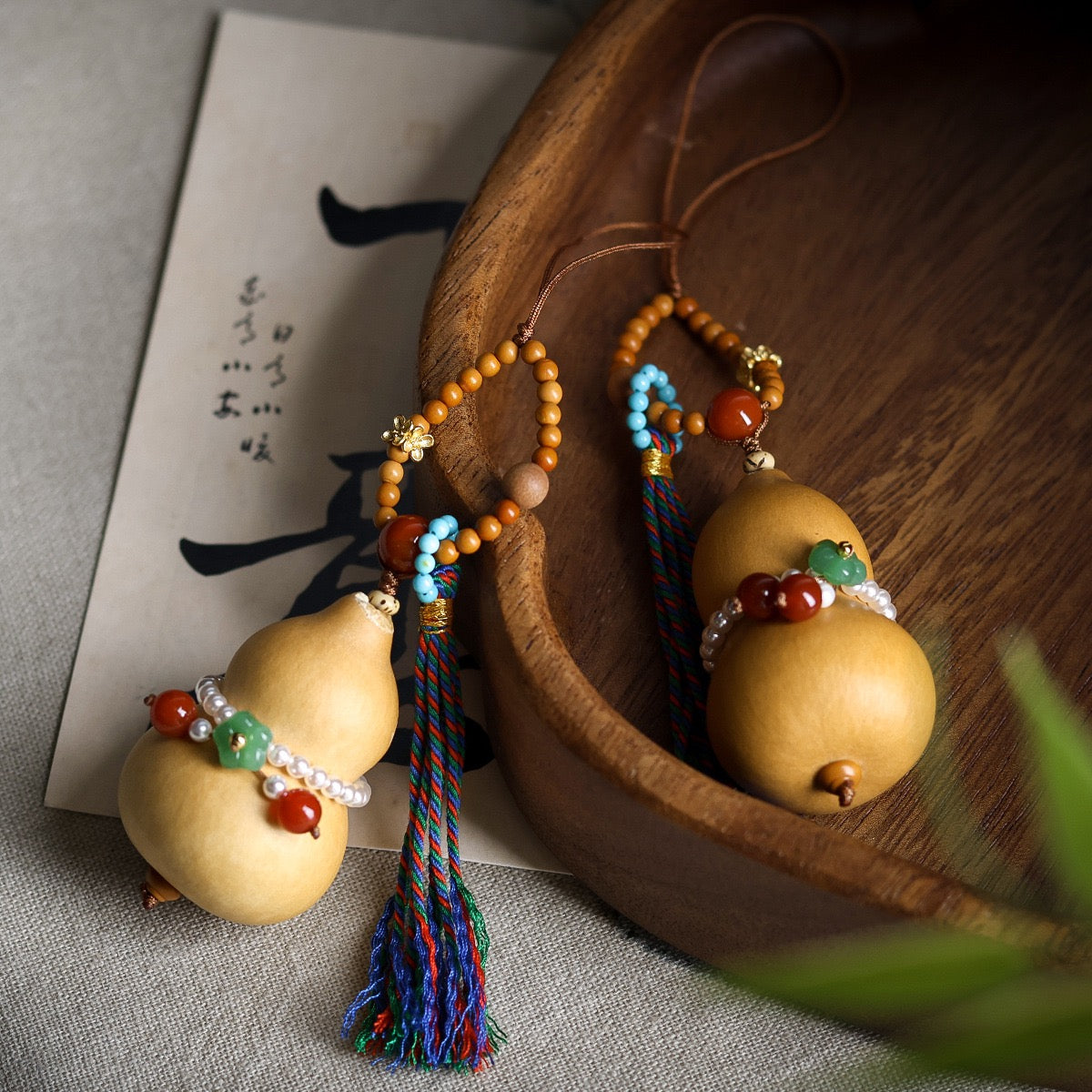 Gourd ornament Hand woven real gourd Implies good fortune and prosperity