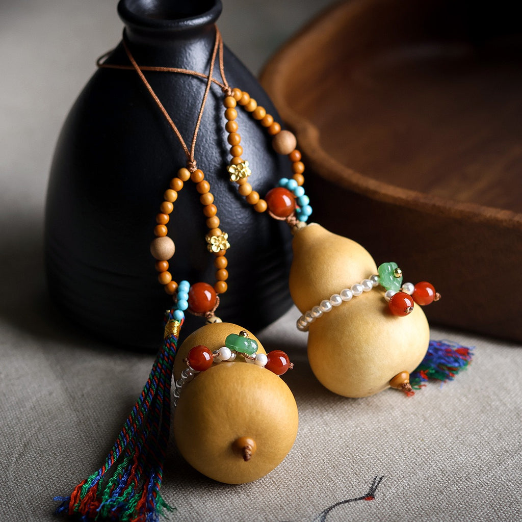 Gourd ornament Hand woven real gourd Implies good fortune and prosperity