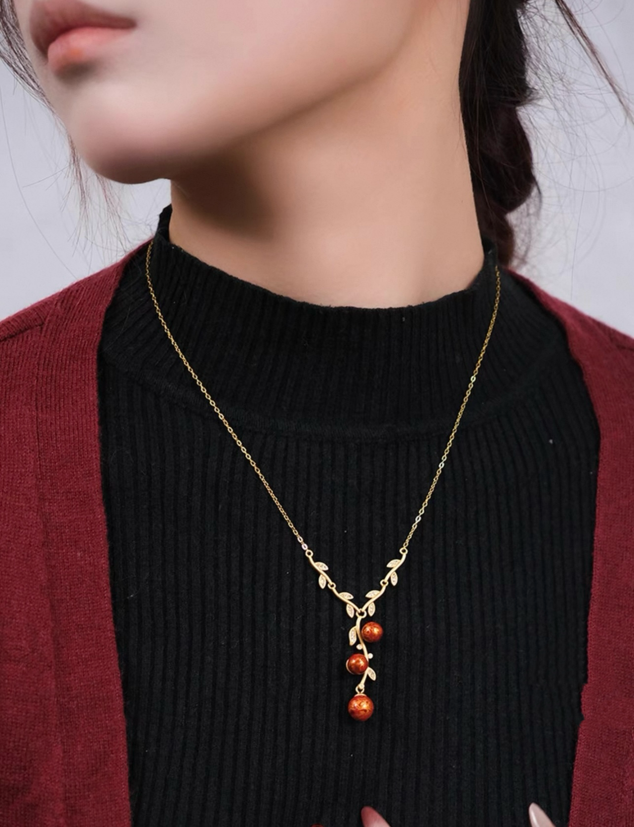 Chinese lacquer necklace