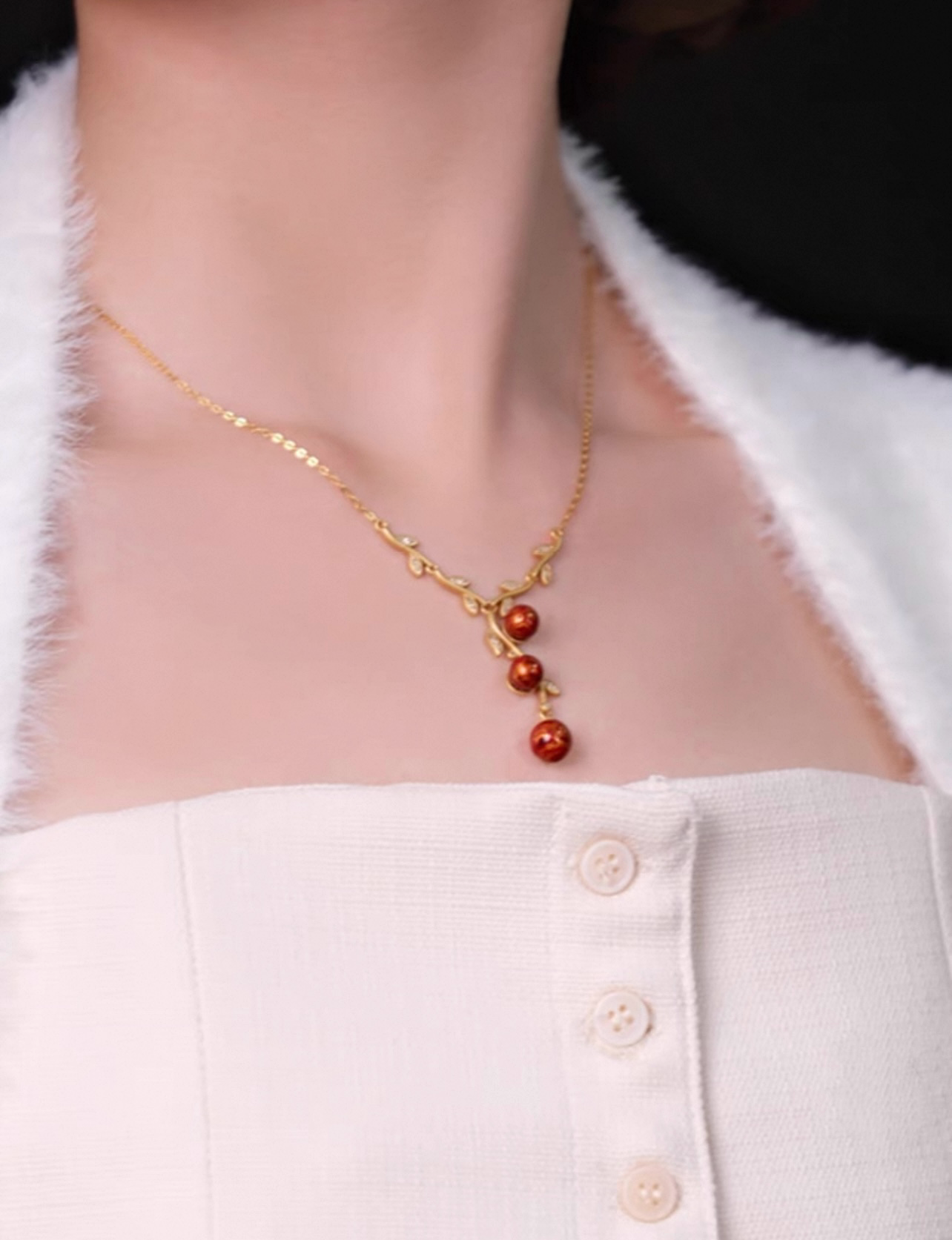 Chinese lacquer necklace