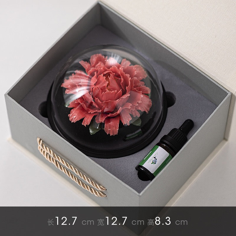 Chinese ICH Handmade Ceramic Handmade Peony Flower Aroma Diffuser Car Aromatherapy Living Room Office Ornament