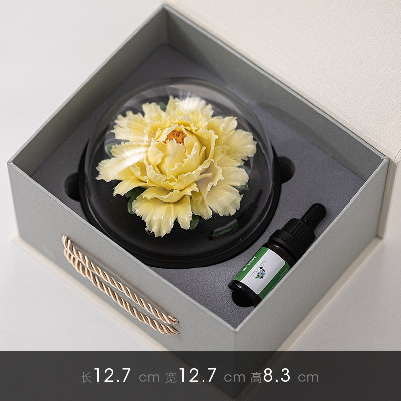 Chinese Intangible Cultural Heritage Handmade Ceramic Handmade Peony Flower Aroma Diffuser Car Aromatherapy Living Room Office Ornament
