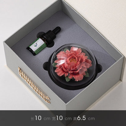 Chinese ICH Handmade Ceramic Handmade Peony Flower Aroma Diffuser Car Aromatherapy Living Room Office Ornament