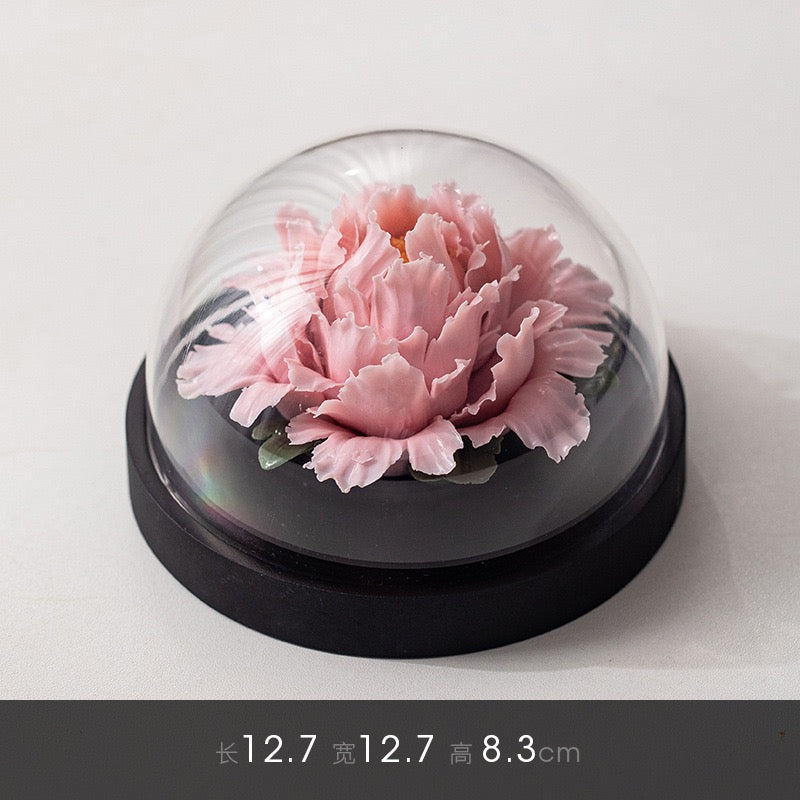 Chinese ICH Handmade Ceramic Handmade Peony Flower Aroma Diffuser Car Aromatherapy Living Room Office Ornament