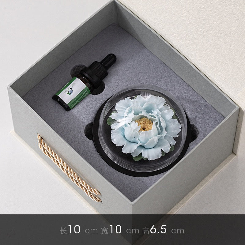 Chinese Intangible Cultural Heritage Handmade Ceramic Handmade Peony Flower Aroma Diffuser Car Aromatherapy Living Room Office Ornament
