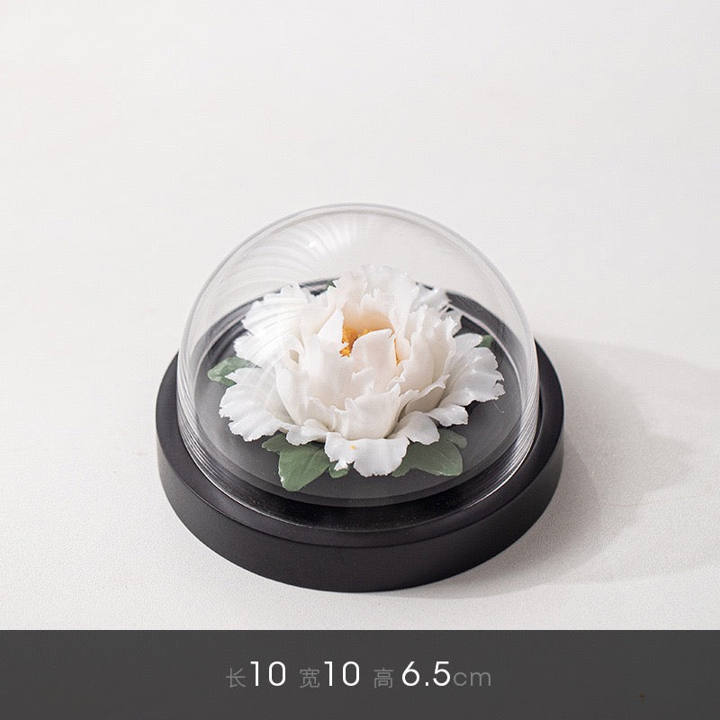 Chinese Intangible Cultural Heritage Handmade Ceramic Handmade Peony Flower Aroma Diffuser Car Aromatherapy Living Room Office Ornament