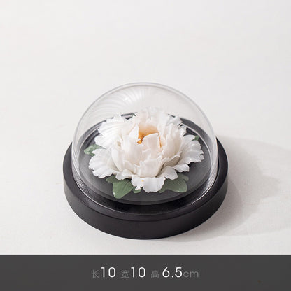 Chinese ICH Handmade Ceramic Handmade Peony Flower Aroma Diffuser Car Aromatherapy Living Room Office Ornament