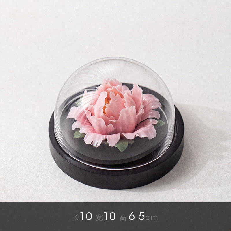 Chinese Intangible Cultural Heritage Handmade Ceramic Handmade Peony Flower Aroma Diffuser Car Aromatherapy Living Room Office Ornament