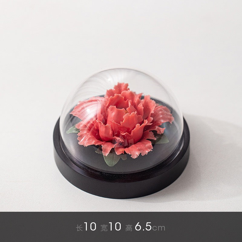 Chinese Intangible Cultural Heritage Handmade Ceramic Handmade Peony Flower Aroma Diffuser Car Aromatherapy Living Room Office Ornament