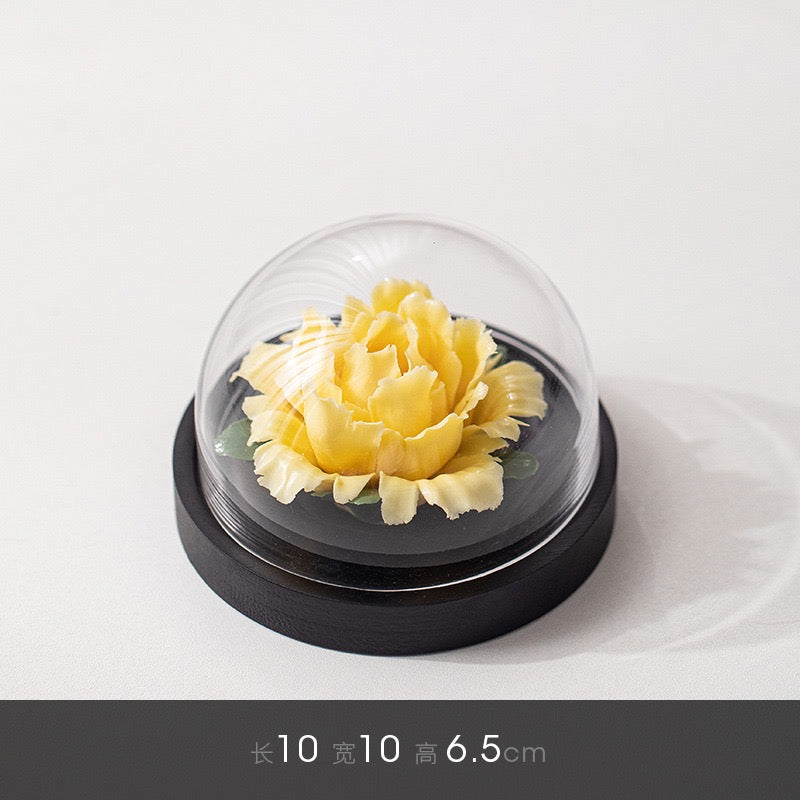 Chinese Intangible Cultural Heritage Handmade Ceramic Handmade Peony Flower Aroma Diffuser Car Aromatherapy Living Room Office Ornament