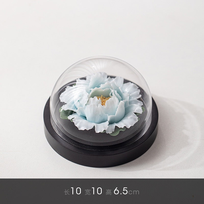 Chinese Intangible Cultural Heritage Handmade Ceramic Handmade Peony Flower Aroma Diffuser Car Aromatherapy Living Room Office Ornament
