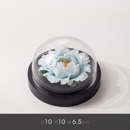 Chinese ICH Handmade Ceramic Handmade Peony Flower Aroma Diffuser Car Aromatherapy Living Room Office Ornament