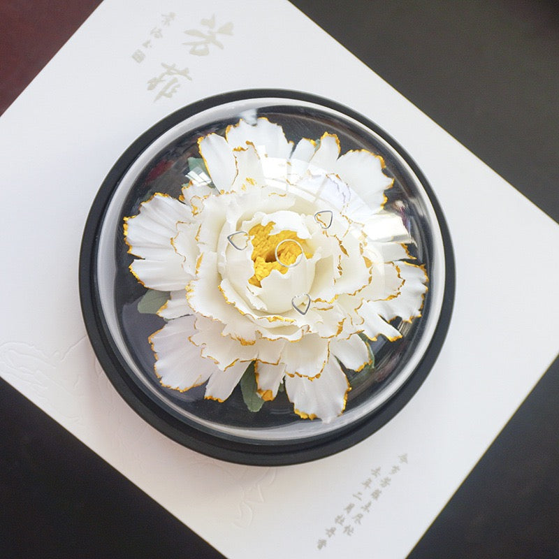 Golden edged Peony Ceramic Aromatherapy Flower Handmade Flower Crafts Gift