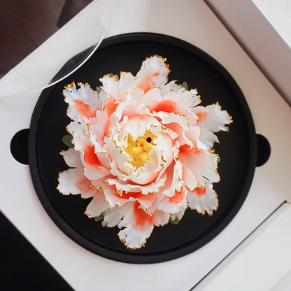 Golden edged Peony Ceramic Aromatherapy Flower Handmade Flower Crafts Gift