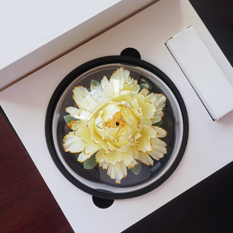 Golden edged Peony Ceramic Aromatherapy Flower Handmade Flower Crafts Gift