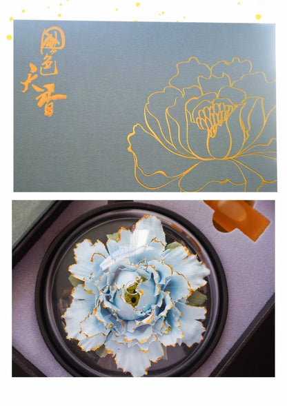 Golden edged Peony Ceramic Aromatherapy Flower Handmade Flower Crafts Gift