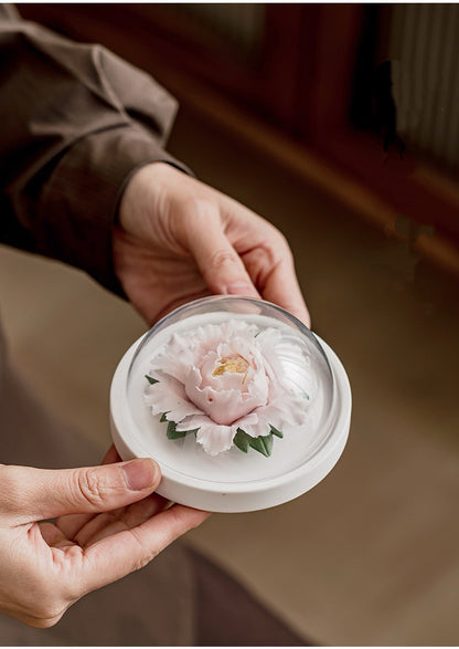 Chinese intangible cultural heritage handmade ceramic peony&rose aromatherapy high-end gift