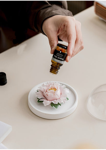 Chinese intangible cultural heritage handmade ceramic peony&rose aromatherapy high-end gift