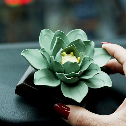 Ceramic handmade green lotus aromatherapy fragrance