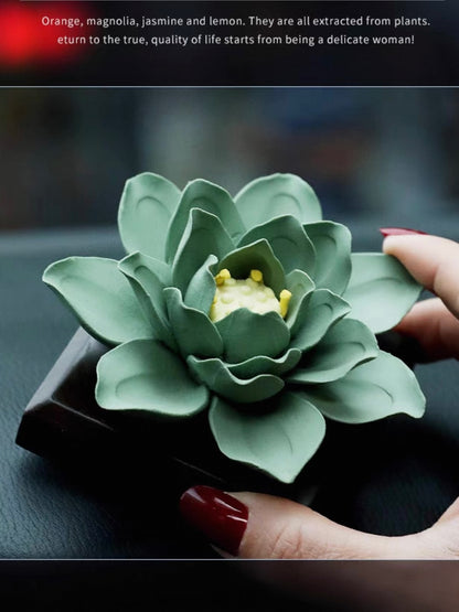 Ceramic handmade green lotus aromatherapy fragrance