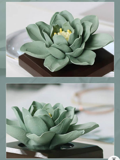 Ceramic handmade green lotus aromatherapy fragrance