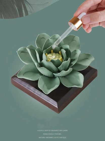 Ceramic handmade green lotus aromatherapy fragrance