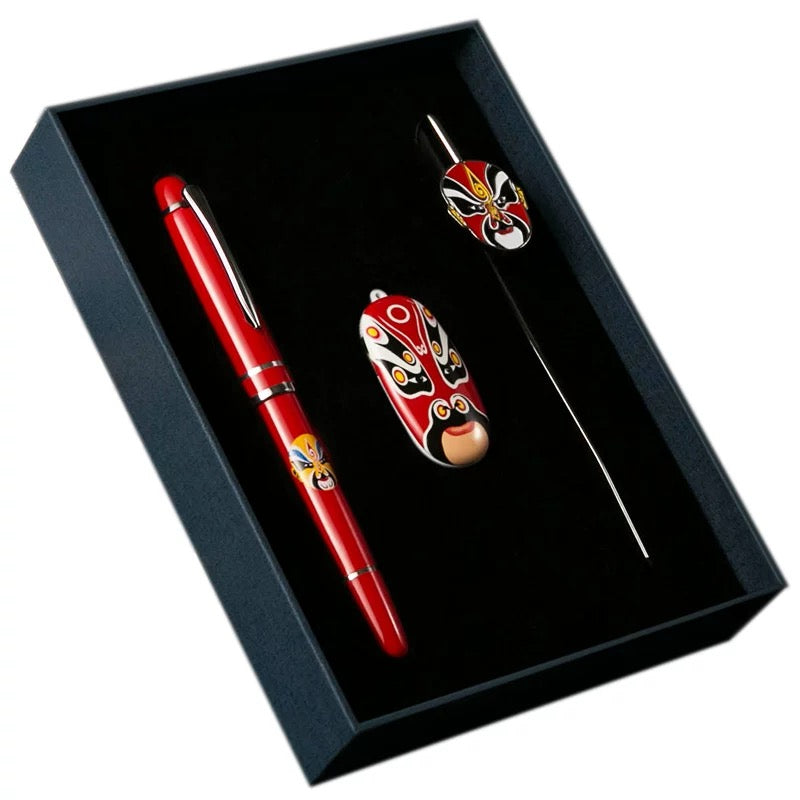 Chinese style Peking Opera facial makeup bookmark+pen+64GB USB flash drive as a gift
