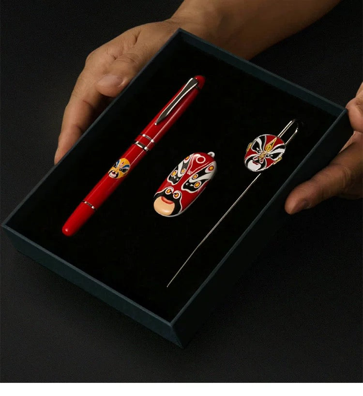 Chinese style Peking Opera facial makeup bookmark+pen+64GB USB flash drive as a gift